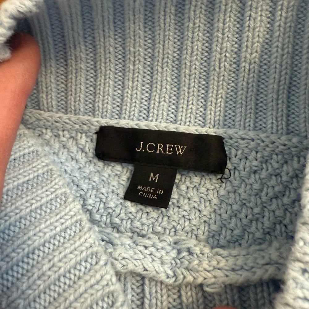J.Crew Swingy Cable-knit Mockneck Sweater Light Blue Size Medium